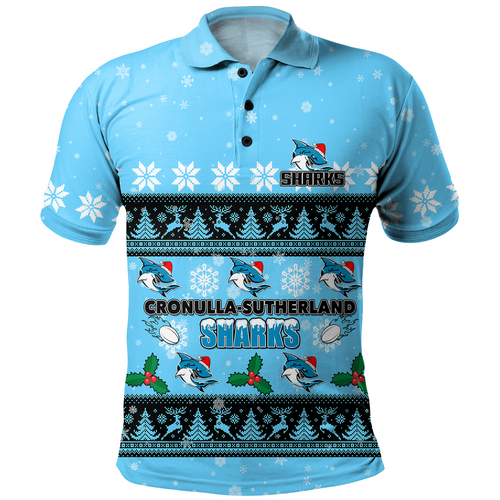 Cronulla-Sutherland Sharks Christmas Custom Polo Shirt - Special Ugly Christmas Polo Shirt Cronulla-Sutherland Sharks Christmas Custom Polo Shirt - Special Ugly Christmas Polo Shirt