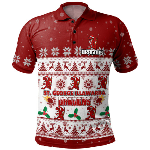 St. George Illawarra Dragons Christmas Custom Polo Shirt - Special Ugly Christmas Polo Shirt