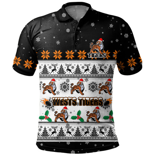 Wests Tigers Christmas Custom Polo Shirt - Special Ugly Christmas Polo Shirt