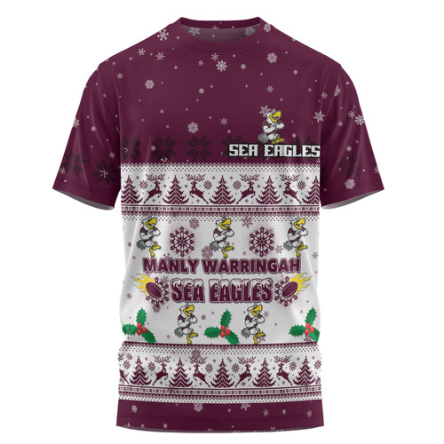 Manly Warringah Sea Eagles Christmas Custom T-shirt - Special Ugly Christmas T-shirt