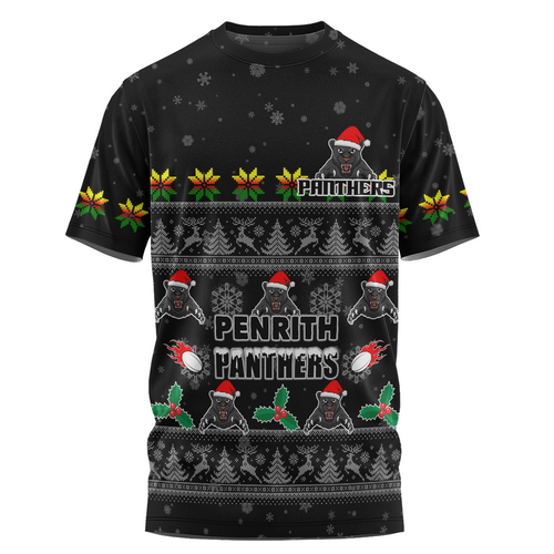 Penrith Panthers Christmas Custom T-shirt - Special Ugly Christmas T-shirt