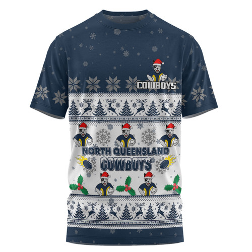 North Queensland Cowboys Christmas Custom T-shirt - Special Ugly Christmas T-shirt