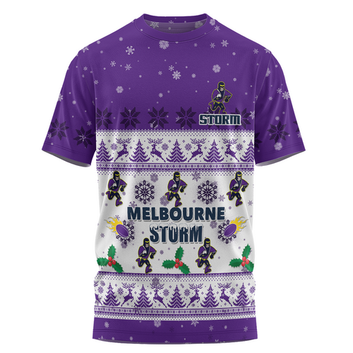 Melbourne Storm Christmas Custom T-shirt - Special Ugly Christmas T-shirt