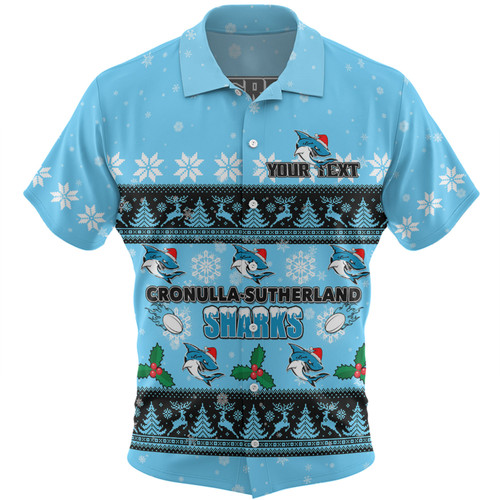 Cronulla-Sutherland Sharks Christmas Custom Hawaiian Shirt - Special Ugly Christmas Hawaiian Shirt