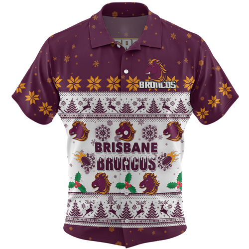 Brisbane Broncos Christmas Custom Hawaiian Shirt - Special Ugly Christmas Hawaiian Shirt Brisbane Broncos Christmas Custom Hawaiian Shirt - Special Ugly Christmas Hawaiian Shirt
