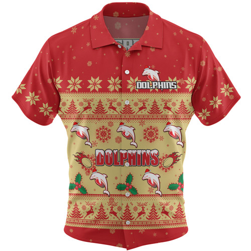 Redcliffe Dolphins Christmas Custom Hawaiian Shirt - Special Ugly Christmas Hawaiian Shirt