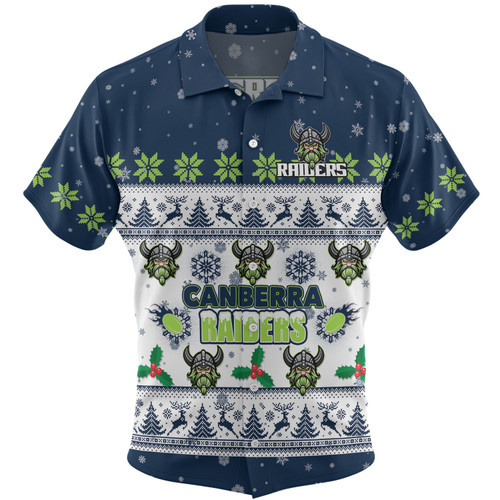 Canberra Raiders Christmas Custom Hawaiian Shirt - Special Ugly Christmas Hawaiian Shirt