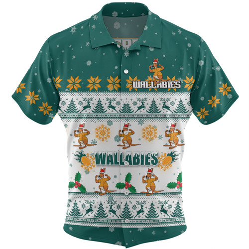 Australia Wallabies Christmas Custom Hawaiian Shirt - Special Ugly Christmas Hawaiian Shirt