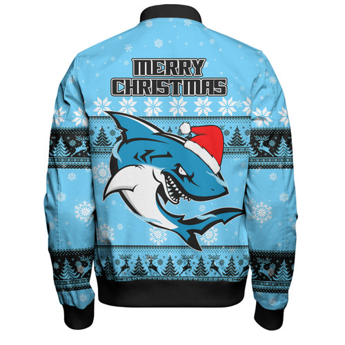 Cronulla-Sutherland Sharks Christmas Custom Bomber Jacket - Special Ugly Christmas Bomber Jacket Cronulla-Sutherland Sharks Christmas Custom Bomber Jacket - Special Ugly Christmas Bomber Jacket