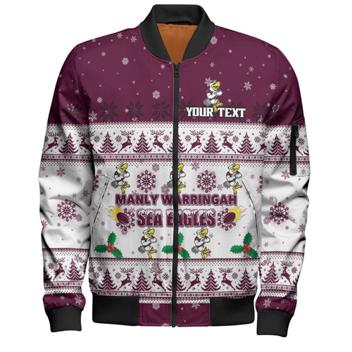 Manly Warringah Sea Eagles Christmas Custom Bomber Jacket - Special Ugly Christmas Bomber Jacket Manly Warringah Sea Eagles Christmas Custom Bomber Jacket - Special Ugly Christmas Bomber Jacket