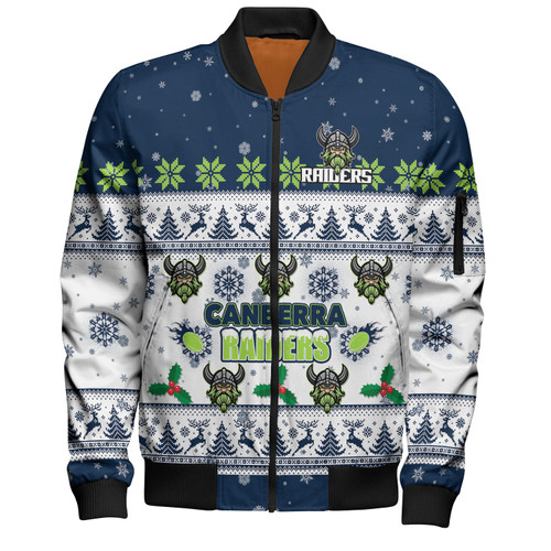 Canberra Raiders Christmas Custom Bomber Jacket - Special Ugly Christmas Bomber Jacket