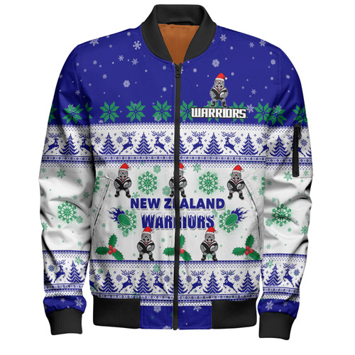 New Zealand Warriors Christmas Custom Bomber Jacket - Special Ugly Christmas Bomber Jacket