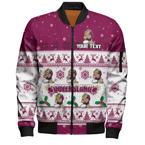 Queensland Cane Toads Christmas Custom Bomber Jacket - Special Ugly Christmas Bomber Jacket Queensland Cane Toads Christmas Custom Bomber Jacket - Special Ugly Christmas Bomber Jacket