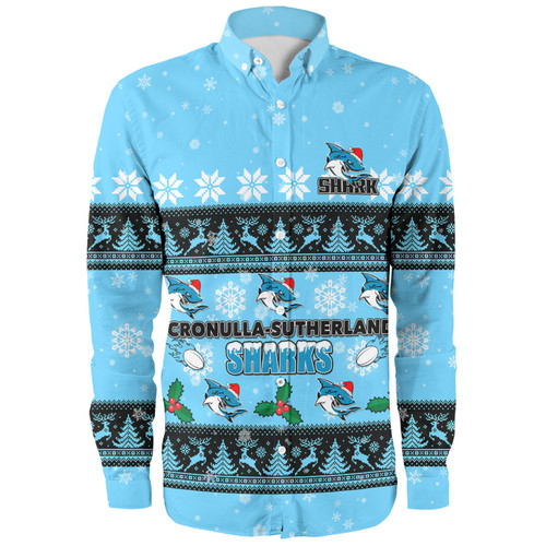 Cronulla-Sutherland Sharks Christmas Custom Long Sleeve Shirt - Special Ugly Christmas Long Sleeve Shirt