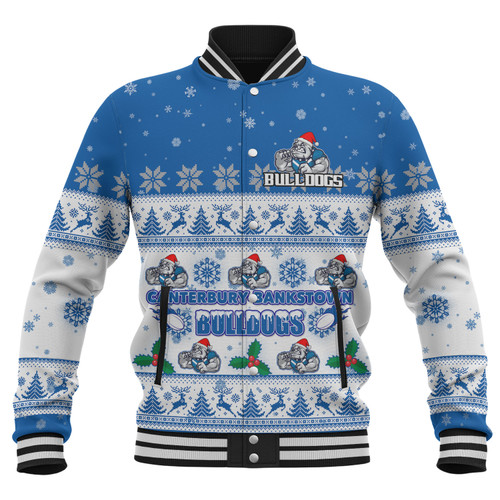 Canterbury-Bankstown Bulldogs Christmas Custom Baseball Jacket - Special Ugly Christmas Baseball Jacket