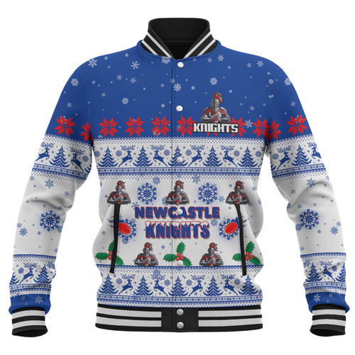 Newcastle Knights Christmas Custom Baseball Jacket - Special Ugly Christmas Baseball Jacket