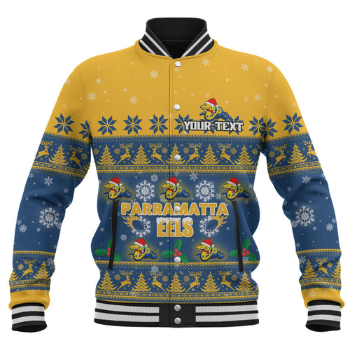 Parramatta Eels Christmas Custom Baseball Jacket - Special Ugly Christmas Baseball Jacket Parramatta Eels Christmas Custom Baseball Jacket - Special Ugly Christmas Baseball Jacket