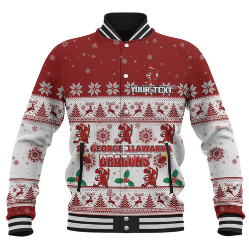 St. George Illawarra Dragons Christmas Custom Baseball Jacket - Special Ugly Christmas Baseball Jacket St. George Illawarra Dragons Christmas Custom Baseball Jacket - Special Ugly Christmas Baseball Jacket