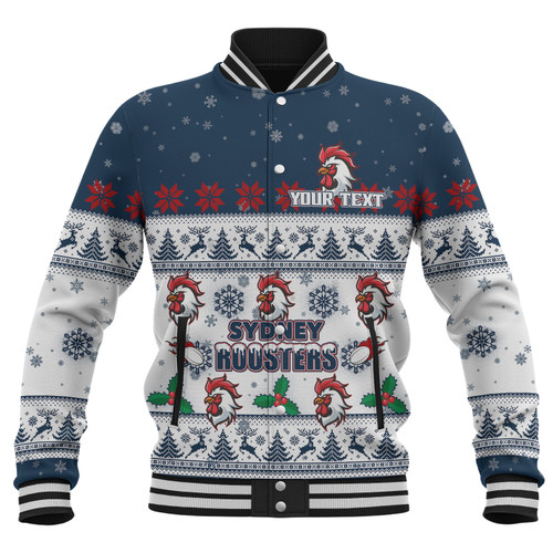 Sydney Roosters Christmas Custom Baseball Jacket - Special Ugly Christmas Baseball Jacket Sydney Roosters Christmas Custom Baseball Jacket - Special Ugly Christmas Baseball Jacket