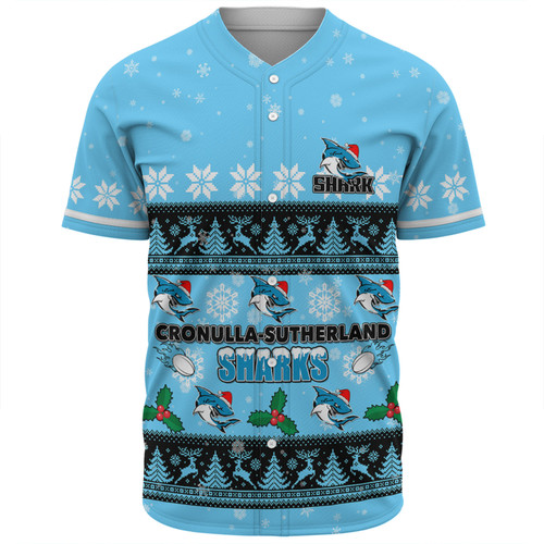 Cronulla-Sutherland Sharks Christmas Custom Baseball Shirt - Special Ugly Christmas Baseball Shirt