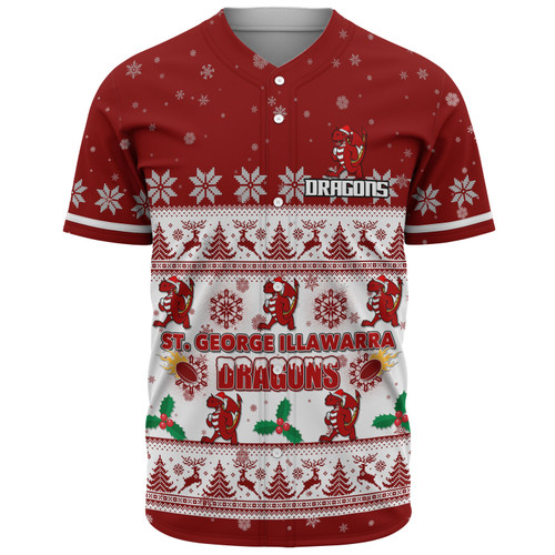 St. George Illawarra Dragons Christmas Custom Baseball Shirt - Special Ugly Christmas Baseball Shirt
