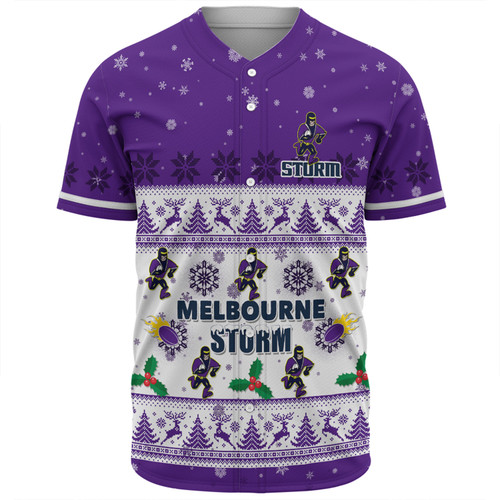 Melbourne Storm Christmas Custom Baseball Shirt - Special Ugly Christmas Baseball Shirt