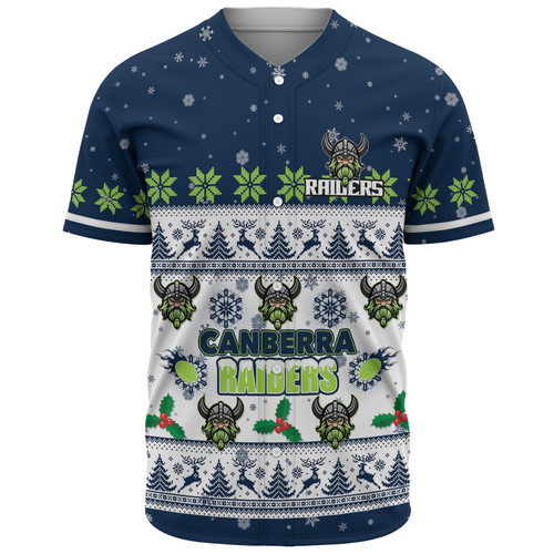 Canberra Raiders Christmas Custom Baseball Shirt - Special Ugly Christmas Baseball Shirt