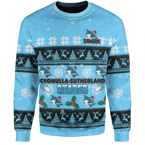 Cronulla-Sutherland Sharks Christmas Custom Sweatshirt - Special Ugly Christmas Sweatshirt