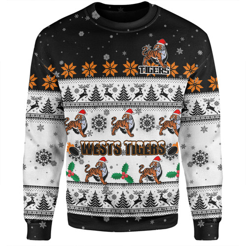 Wests Tigers Christmas Custom Sweatshirt - Special Ugly Christmas Sweatshirt