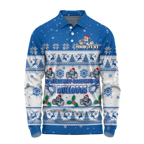 Canterbury-Bankstown Bulldogs Christmas Custom Long Sleeve Polo Shirt - Special Ugly Christmas Long Sleeve Polo Shirt Canterbury-Bankstown Bulldogs Christmas Custom Long Sleeve Polo Shirt - Special Ugly Christmas Long Sleeve Polo Shirt