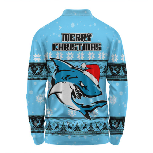 Cronulla-Sutherland Sharks Christmas Custom Long Sleeve Polo Shirt - Special Ugly Christmas Long Sleeve Polo Shirt Cronulla-Sutherland Sharks Christmas Custom Long Sleeve Polo Shirt - Special Ugly Christmas Long Sleeve Polo Shirt