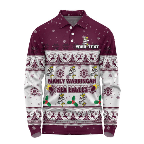 Manly Warringah Sea Eagles Christmas Custom Long Sleeve Polo Shirt - Special Ugly Christmas Long Sleeve Polo Shirt Manly Warringah Sea Eagles Christmas Custom Long Sleeve Polo Shirt - Special Ugly Christmas Long Sleeve Polo Shirt
