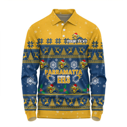 Parramatta Eels Christmas Custom Long Sleeve Polo Shirt - Special Ugly Christmas Long Sleeve Polo Shirt Parramatta Eels Christmas Custom Long Sleeve Polo Shirt - Special Ugly Christmas Long Sleeve Polo Shirt