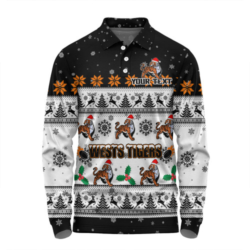 Wests Tigers Christmas Custom Long Sleeve Polo Shirt - Special Ugly Christmas Long Sleeve Polo Shirt Wests Tigers Christmas Custom Long Sleeve Polo Shirt - Special Ugly Christmas Long Sleeve Polo Shirt