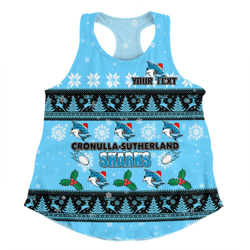 Cronulla-Sutherland Sharks Christmas Custom Women Racerback Singlet - Special Ugly Christmas Women Racerback Singlet Cronulla-Sutherland Sharks Christmas Custom Women Racerback Singlet - Special Ugly Christmas Women Racerback Singlet