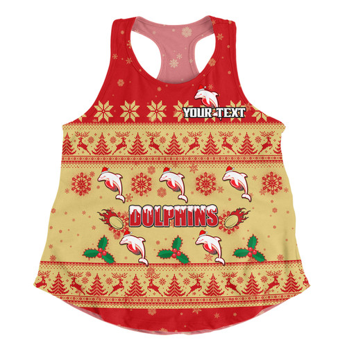 Redcliffe Dolphins Christmas Custom Women Racerback Singlet - Special Ugly Christmas Women Racerback Singlet Redcliffe Dolphins Christmas Custom Women Racerback Singlet - Special Ugly Christmas Women Racerback Singlet