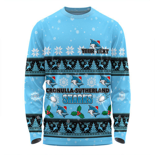 Cronulla-Sutherland Sharks Christmas Custom Long Sleeve T-shirt - Special Ugly Christmas Long Sleeve T-shirt Cronulla-Sutherland Sharks Christmas Custom Long Sleeve T-shirt - Special Ugly Christmas Long Sleeve T-shirt