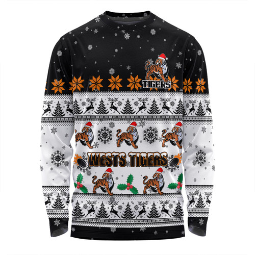 Wests Tigers Christmas Custom Long Sleeve T-shirt - Special Ugly Christmas Long Sleeve T-shirt