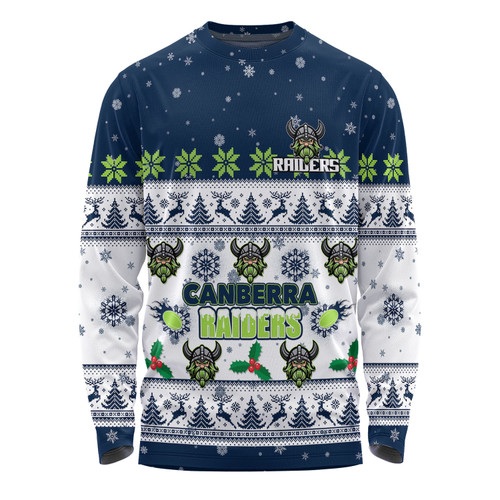 Canberra Raiders Christmas Custom Long Sleeve T-shirt - Special Ugly Christmas Long Sleeve T-shirt