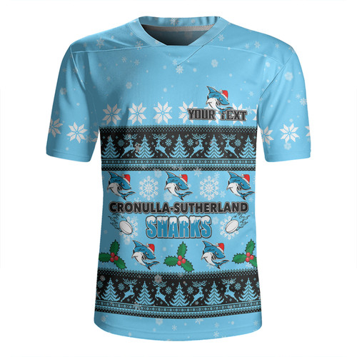Cronulla-Sutherland Sharks Christmas Custom Rugby Jersey - Special Ugly Christmas Rugby Jersey Cronulla-Sutherland Sharks Christmas Custom Rugby Jersey - Special Ugly Christmas Rugby Jersey