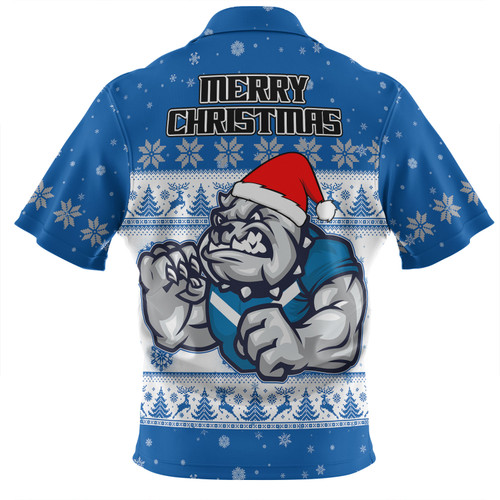 Canterbury-Bankstown Bulldogs Christmas Custom Zip Polo Shirt - Special Ugly Christmas Zip Polo Shirt