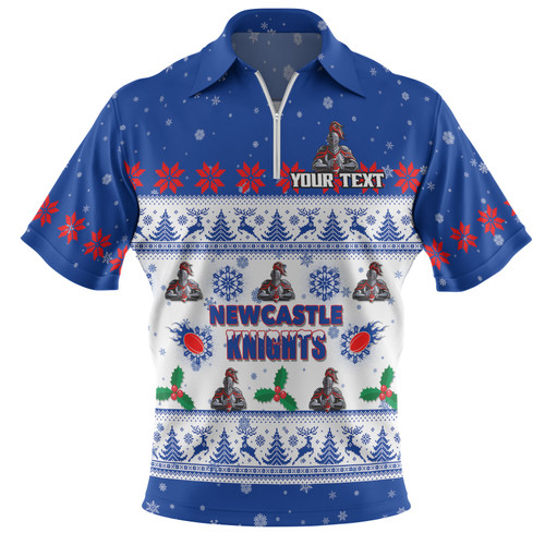 Newcastle Knights Christmas Custom Zip Polo Shirt - Special Ugly Christmas Zip Polo Shirt Newcastle Knights Christmas Custom Zip Polo Shirt - Special Ugly Christmas Zip Polo Shirt