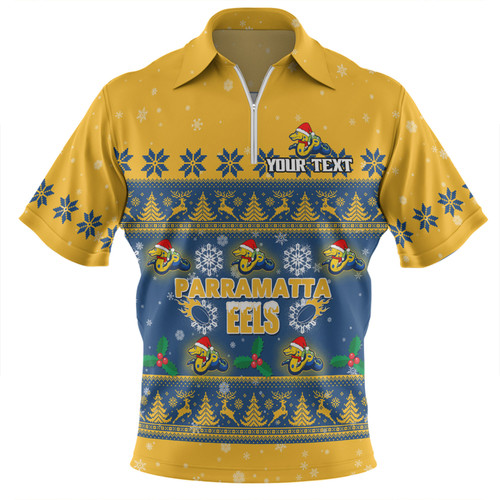 Parramatta Eels Christmas Custom Zip Polo Shirt - Special Ugly Christmas Zip Polo Shirt Parramatta Eels Christmas Custom Zip Polo Shirt - Special Ugly Christmas Zip Polo Shirt