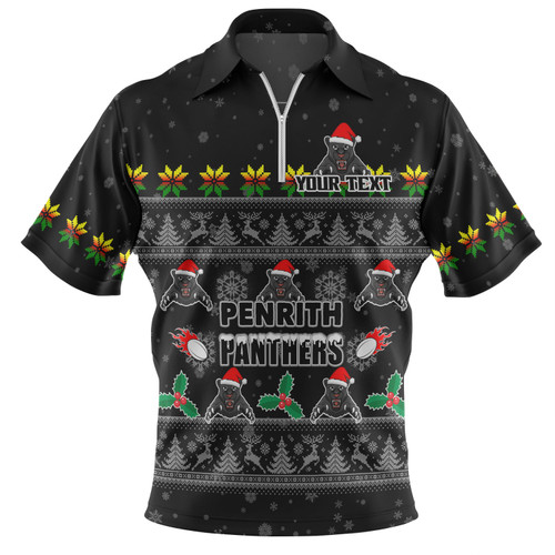 Penrith Panthers Christmas Custom Zip Polo Shirt - Special Ugly Christmas Zip Polo Shirt Penrith Panthers Christmas Custom Zip Polo Shirt - Special Ugly Christmas Zip Polo Shirt