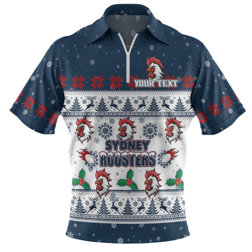 Sydney Roosters Christmas Custom Zip Polo Shirt - Special Ugly Christmas Zip Polo Shirt Sydney Roosters Christmas Custom Zip Polo Shirt - Special Ugly Christmas Zip Polo Shirt
