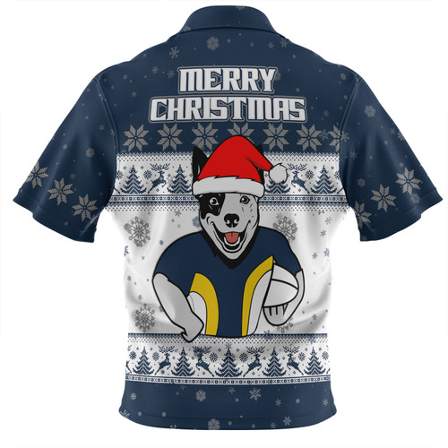 North Queensland Cowboys Christmas Custom Zip Polo Shirt - Special Ugly Christmas Zip Polo Shirt