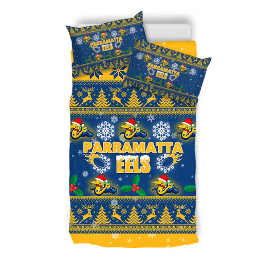 Parramatta Eels Christmas Bedding Set - Special Ugly Christmas Bedding Set Parramatta Eels Christmas Bedding Set - Special Ugly Christmas Bedding Set
