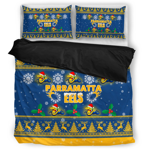 Parramatta Eels Christmas Bedding Set - Special Ugly Christmas Bedding Set Parramatta Eels Christmas Bedding Set - Special Ugly Christmas Bedding Set