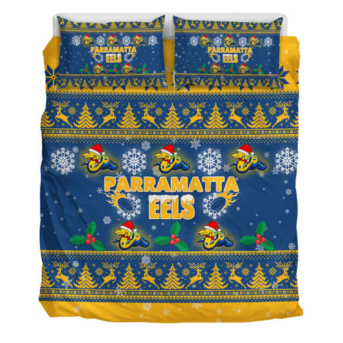 Parramatta Eels Christmas Bedding Set - Special Ugly Christmas Bedding Set Parramatta Eels Christmas Bedding Set - Special Ugly Christmas Bedding Set
