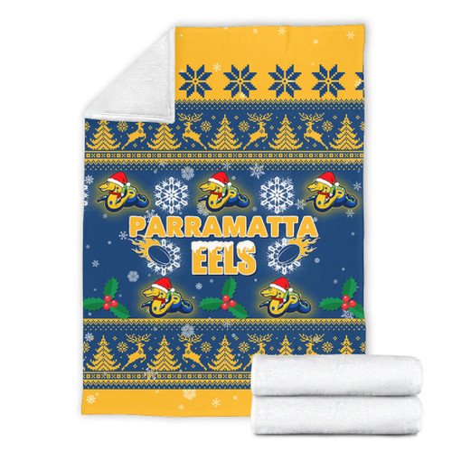 Parramatta Eels Christmas Blanket - Special Ugly Christmas Blanket